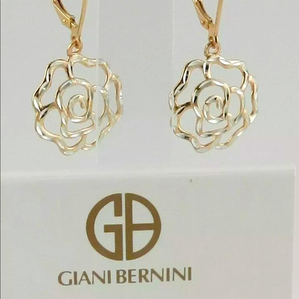 Giani Bernini 18K Rose Gold Sterling Silver Flower Earrings - Picture 3 of 4